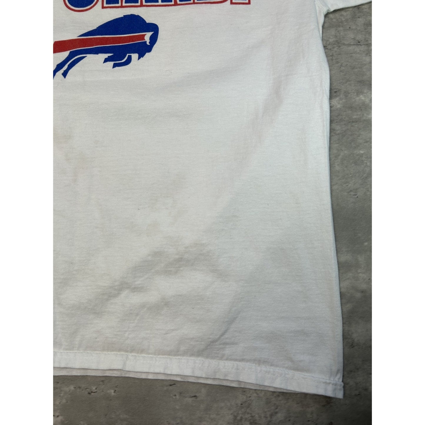 Vintage 90s Buffalo Bills NFL Open Up A Can Of Whoop Ass Cartoon T-Shirt Size XL