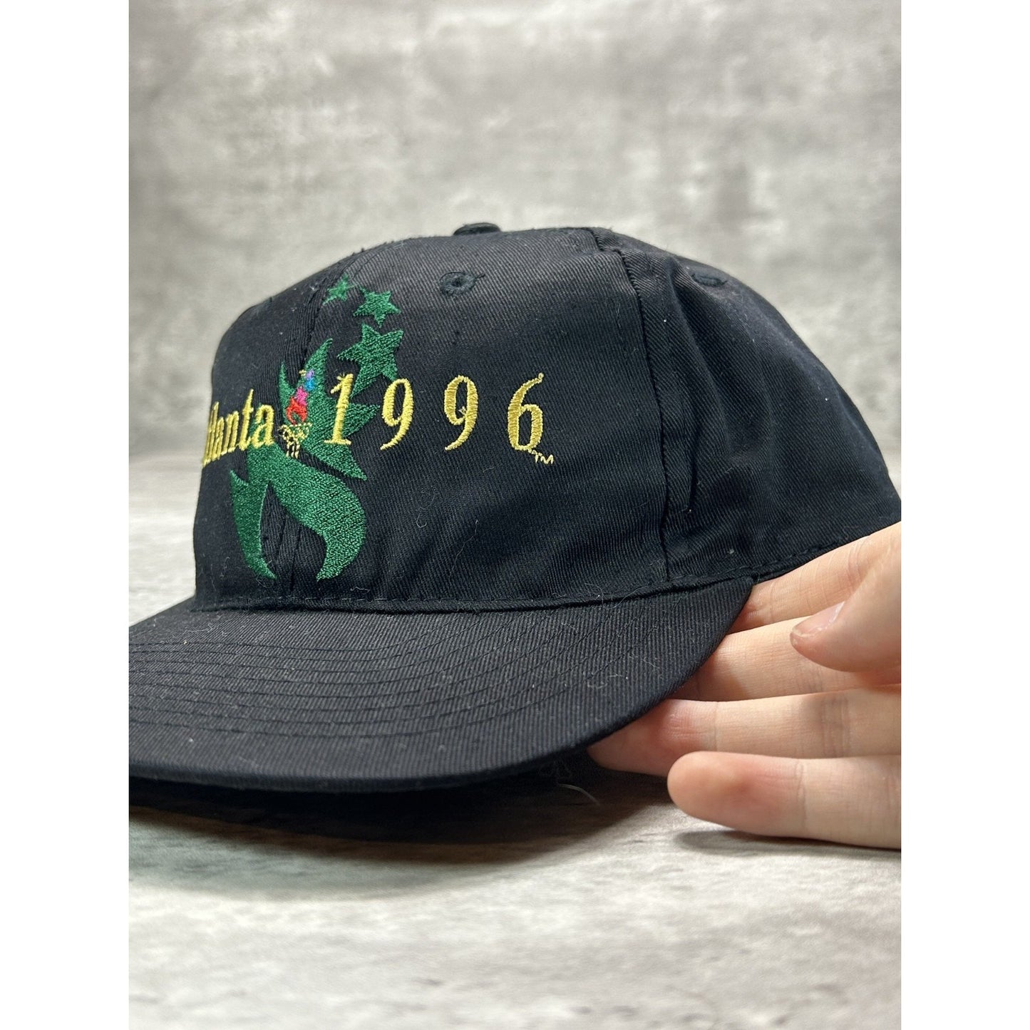 Vintage 1996 Atlanta Olympics Embroidered Logo Snapback Hat OSFA Black