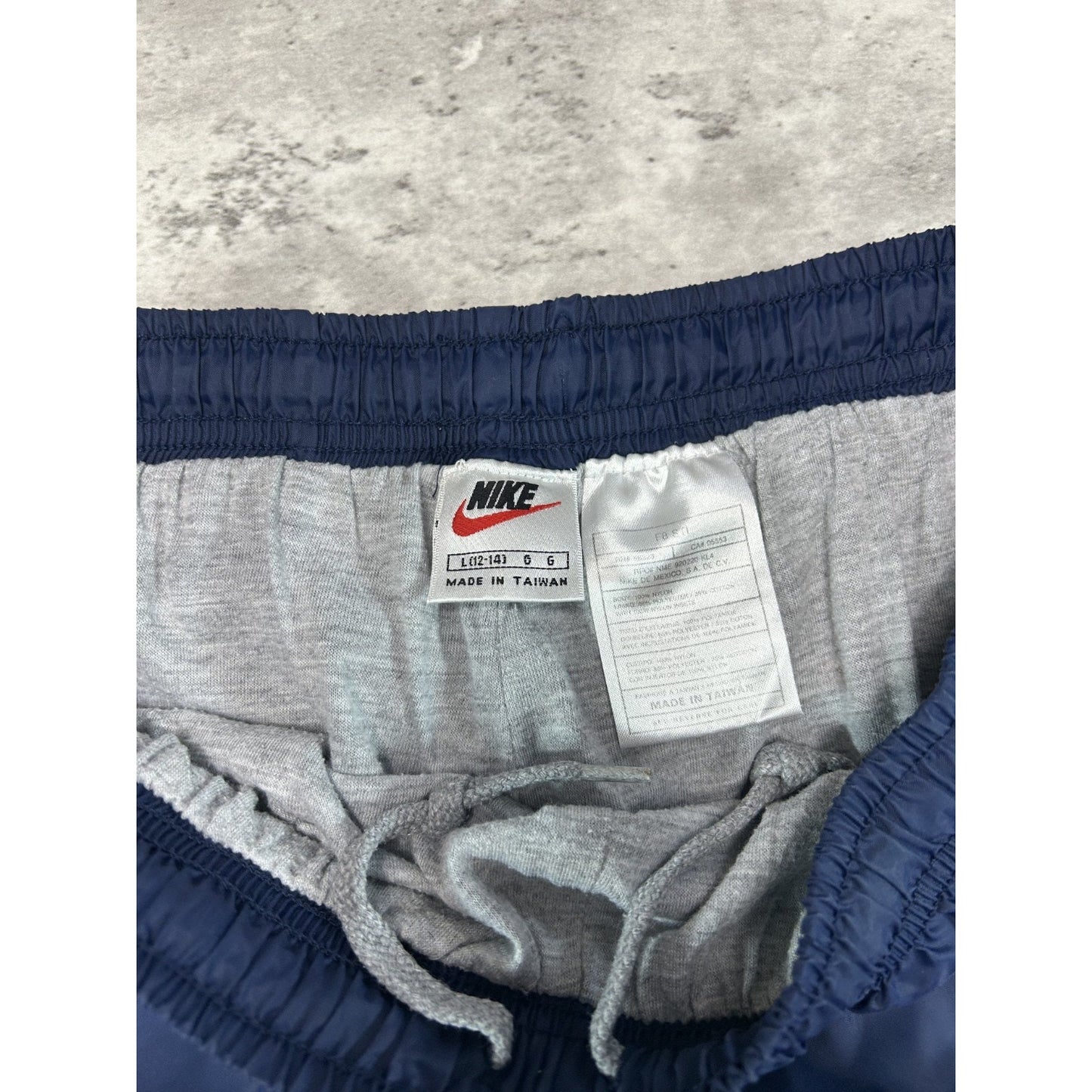 Vintage YOUTH 90s Nike Embroidered Swoosh Nylon Track Pants Size Large Blue