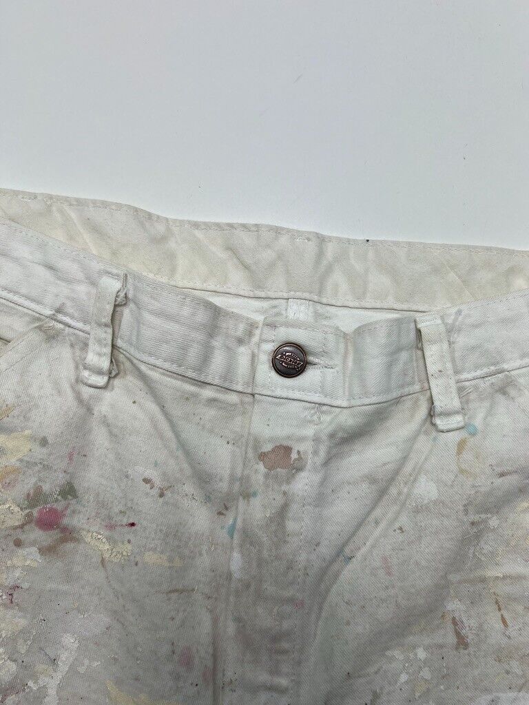 Vintage Dickies Canvas Workwear Painters Shorts Size 36 White