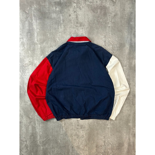 Vintage Tommy Hilfiger Tri Color Embroidered Crest Harrington Jacket Size Medium