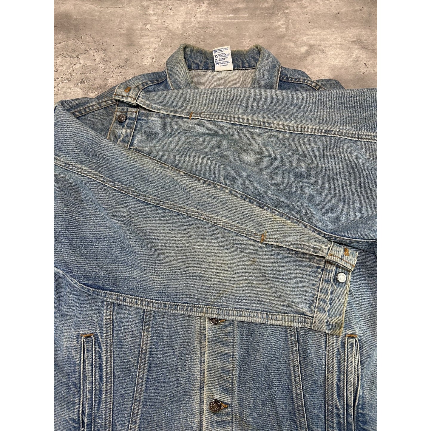 Vintage 90s Pro Polaris Embroidered Spellout Light Wash Denim Jacket Size XL