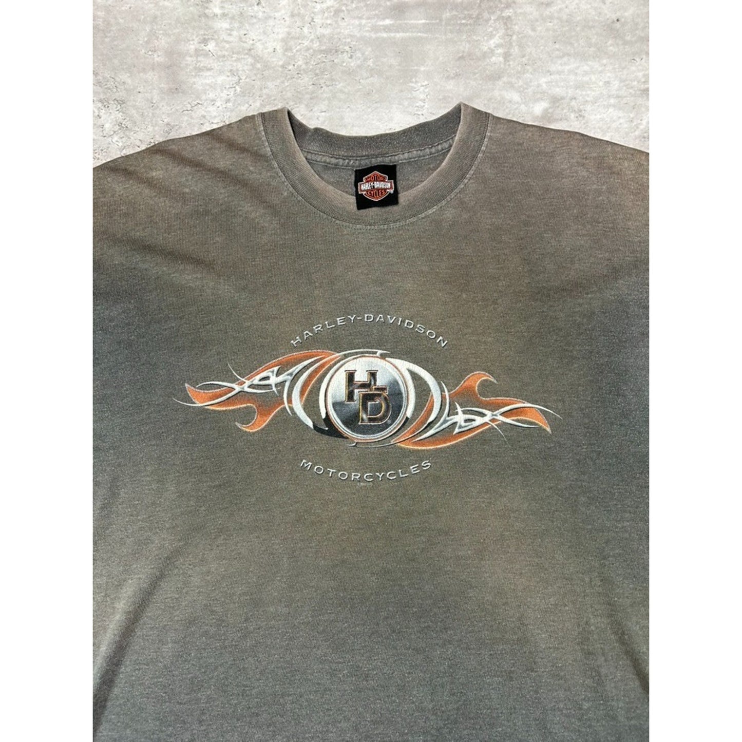 Vintage Harley Davidson Spellout Flame Graphic Cropped T-Shirt Size XL