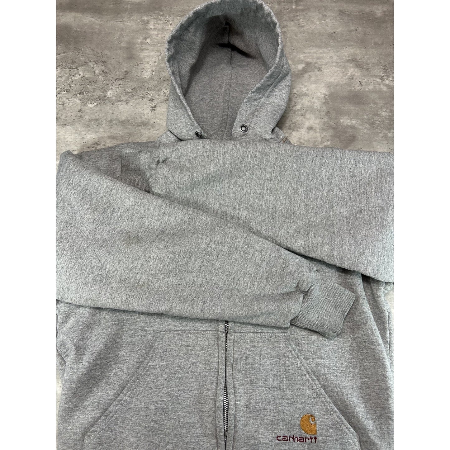Vintage 80s Carhartt Thermal Lined Full Zip Hooded Workwear Sweatshirt Sz Medium