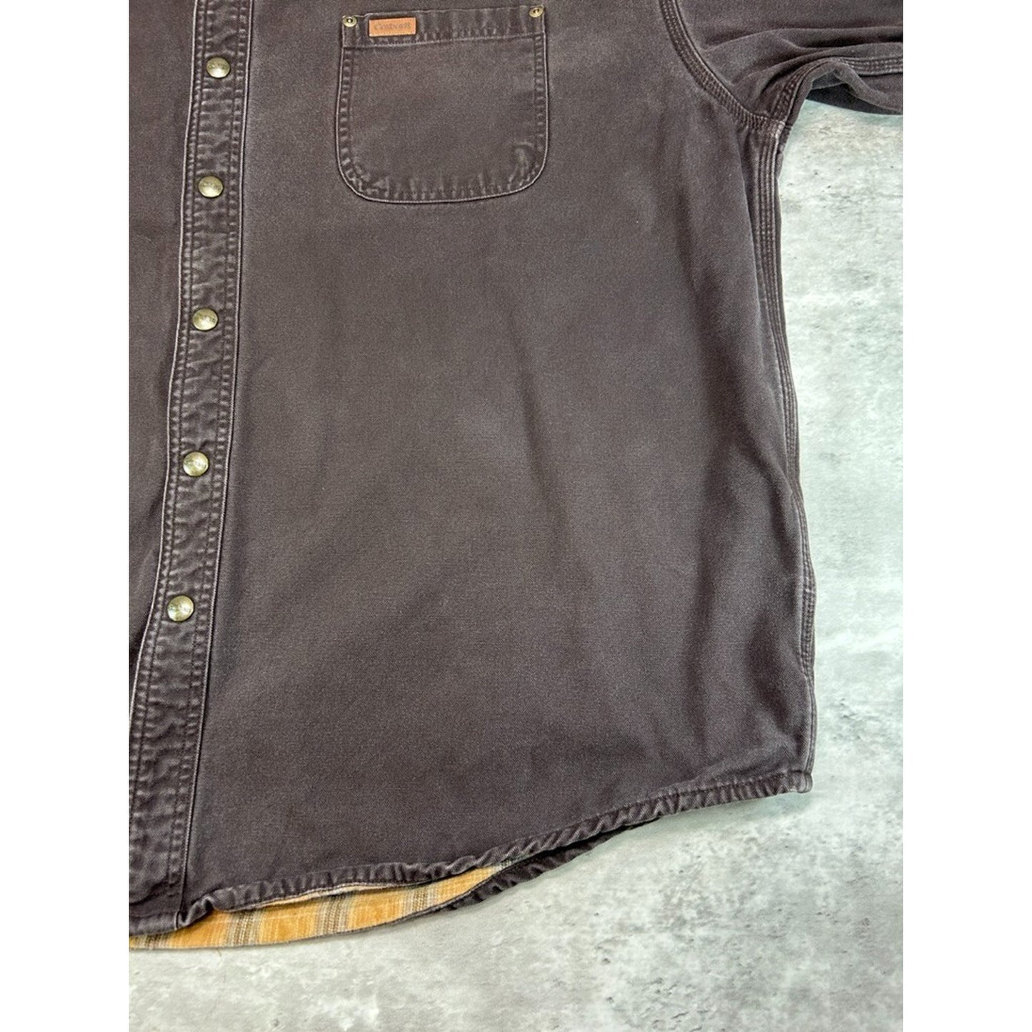 Vintage Carhartt Plaid Lined Canvas Workwear Long Sleeve Button Up Shirt Size XXL