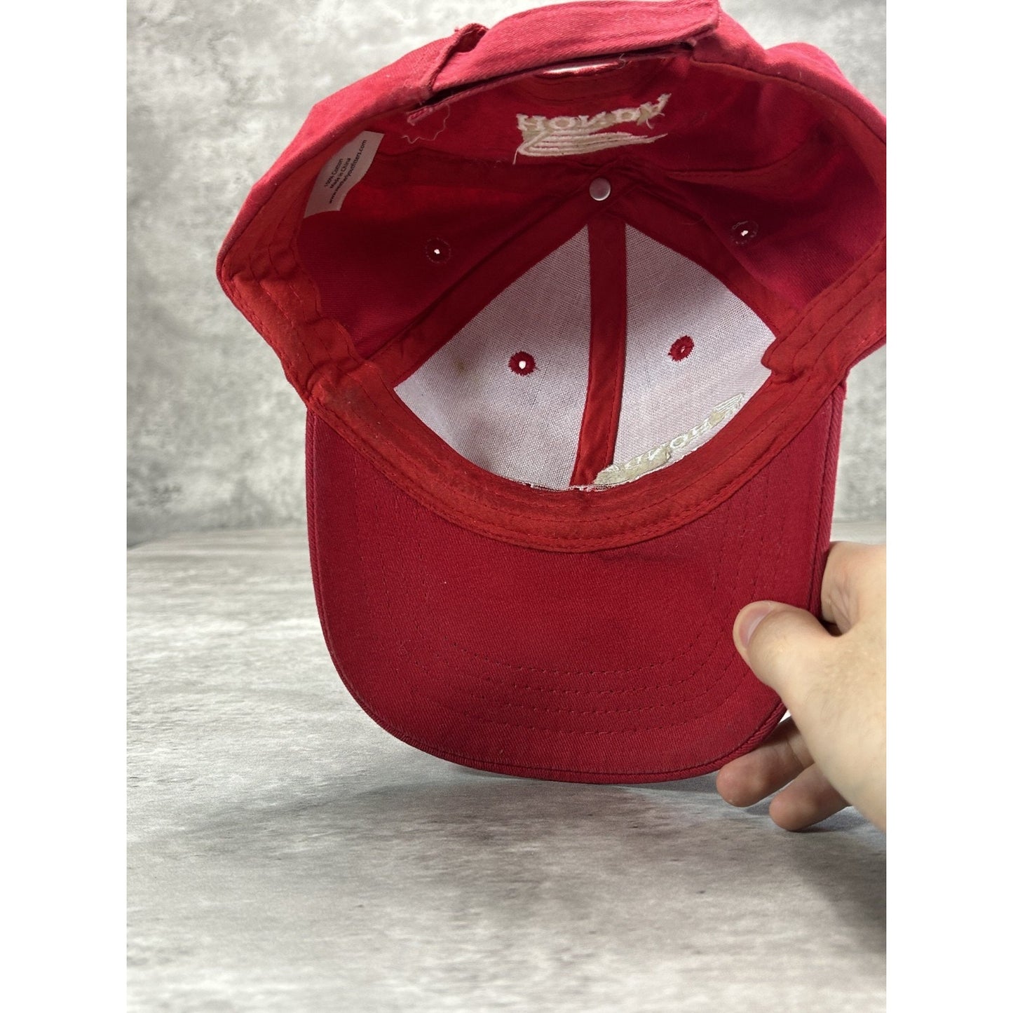 Vintage 90s Honda Big Red Embroidered Spellout Strapback Hat OSFA Red