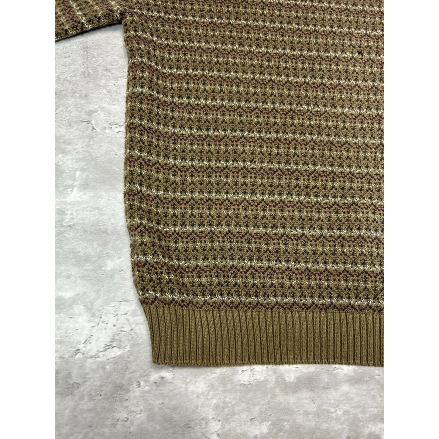 Vintage Perry Ellis Abstract Striped Ribbed Pullover Knit Sweater Size Large