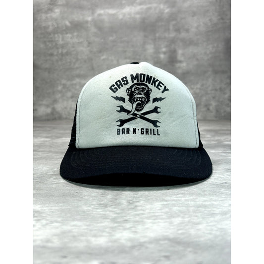 Vintage Gas Monkey Graphic Logo Spellout Trucker Snapback Hat OSFA Black/White