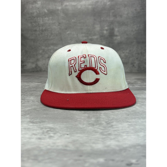 Vintage 90s Cincinnati Reds MLB Embroidered Spellout Logo Snapback Hat OSFA
