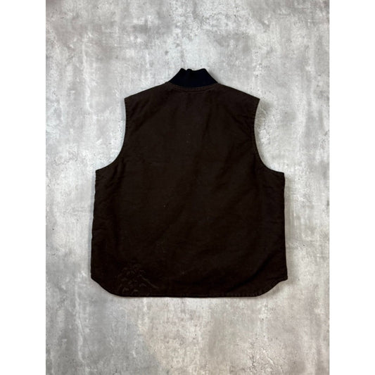 Vintage Carhartt Insulated Canvas Workwear Vest Size XL Brown