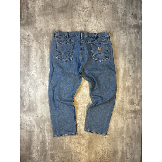 Carhartt Relaxed Fit Medium Wash Denim Workwear Pants Size 42 Blue