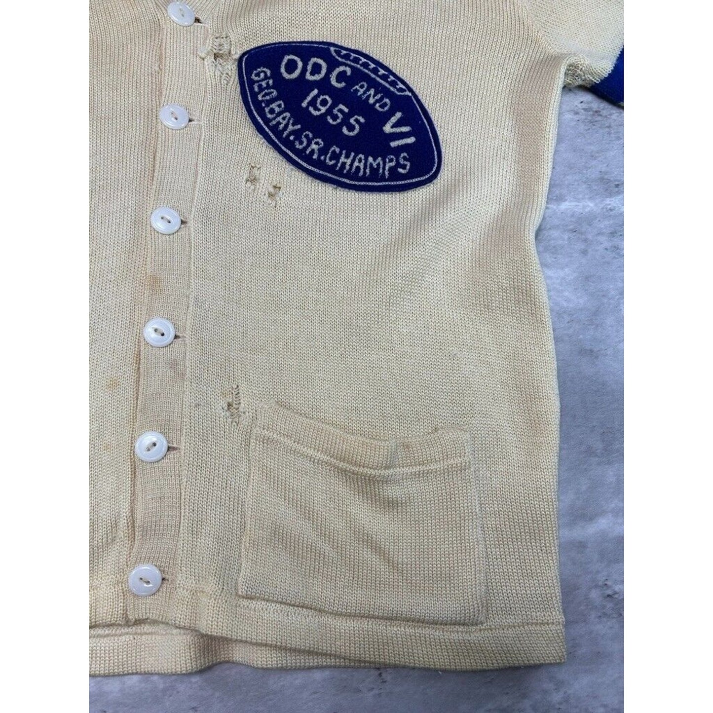 Vintage 1955 Georgian Bay SR Football Champs Cardigan Knit Sweater Size Large