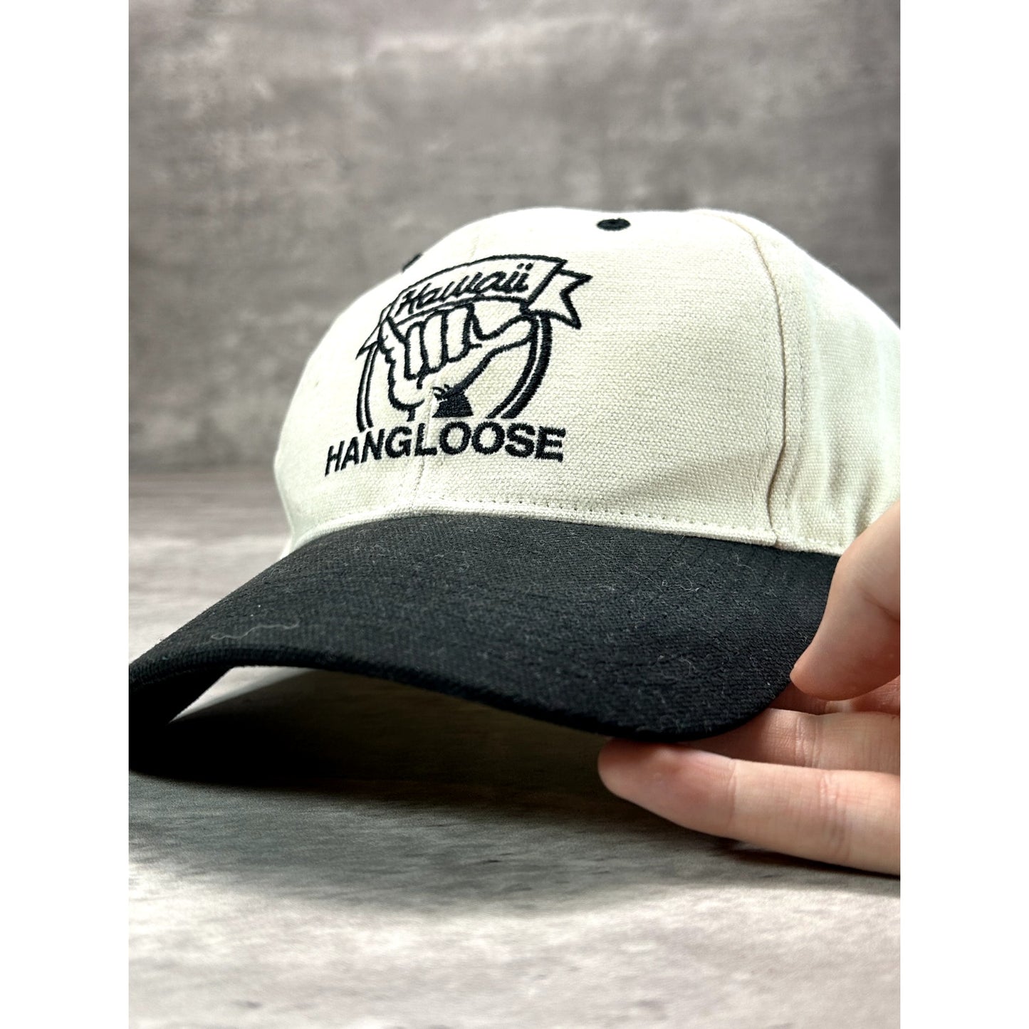 Vintage 90s Hawaii Hang Loose Embroidered Spellout Destination Snapback Hat OSFA