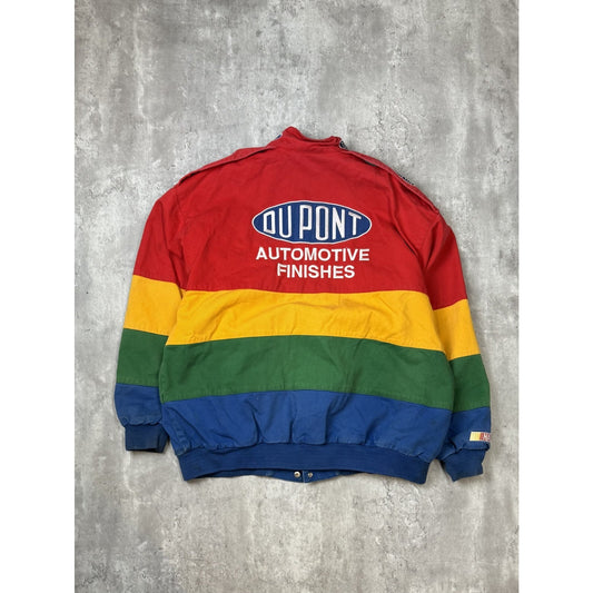 Vintage Jeff Gordon #24 Dupont Racing Striped Nascar Race Jacket Size XL