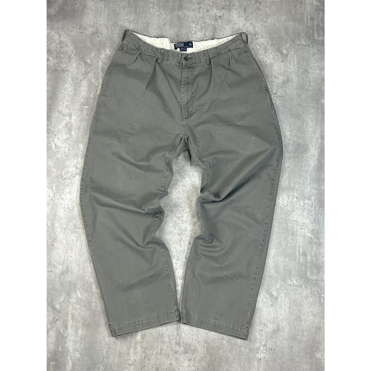 Vintage Polo Ralph Lauren Darted Chino Trouser Style Pants Size 35 Gray