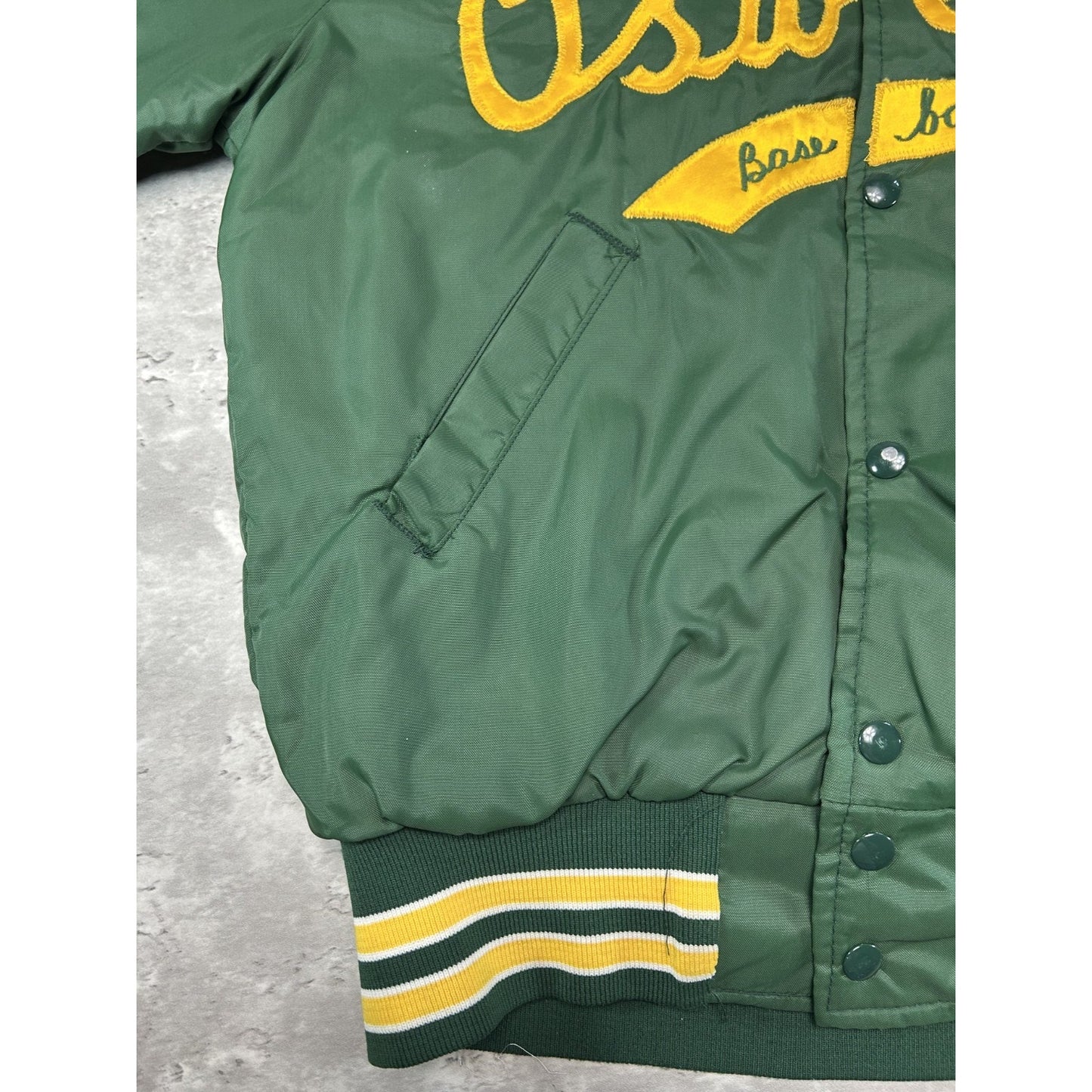 Vintage 80s Oswego Baseball Embroidered Nylon Bomber Jacket Size Medium