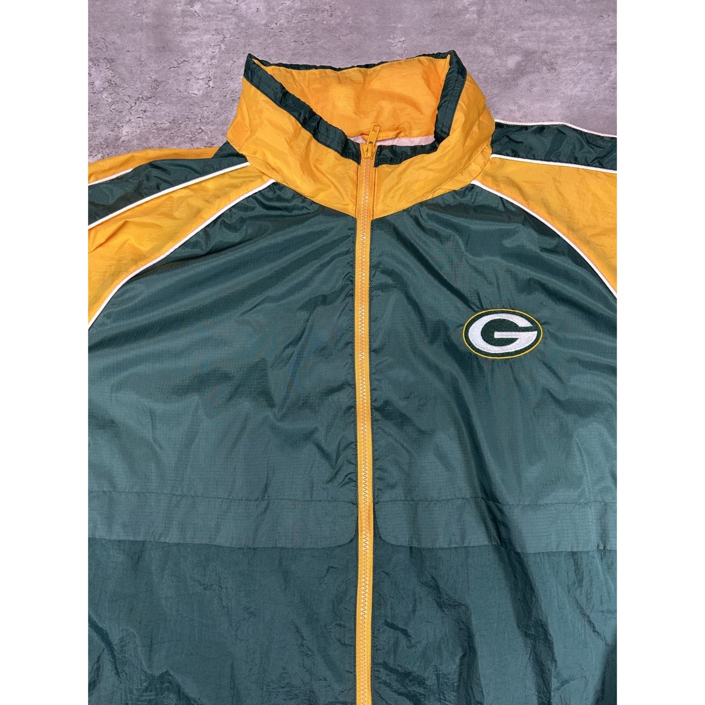 Vintage 90s Green Bay Packers NFL Embroidered Windbreaker Jacket Size Large