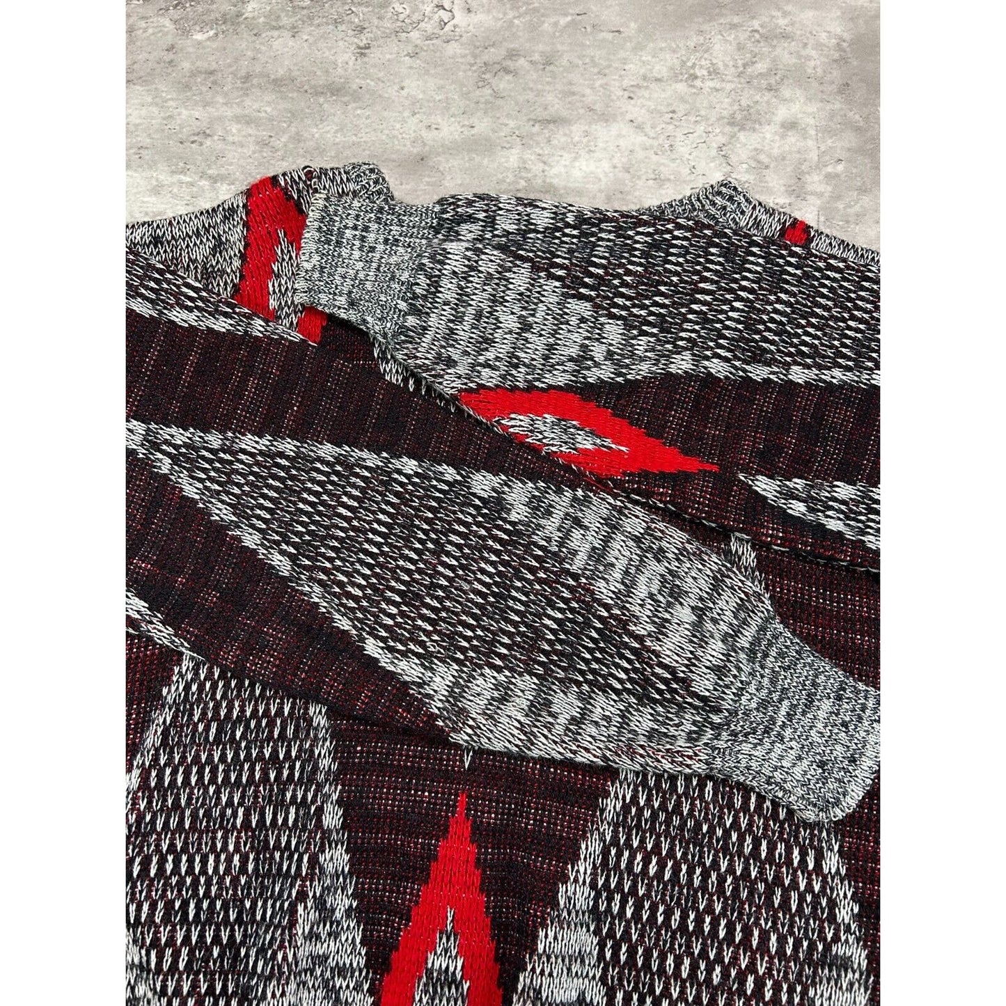 Vintage 90s Southern Bay Abstract Print Pull Over Ribbed Knit Sweater Size Medium