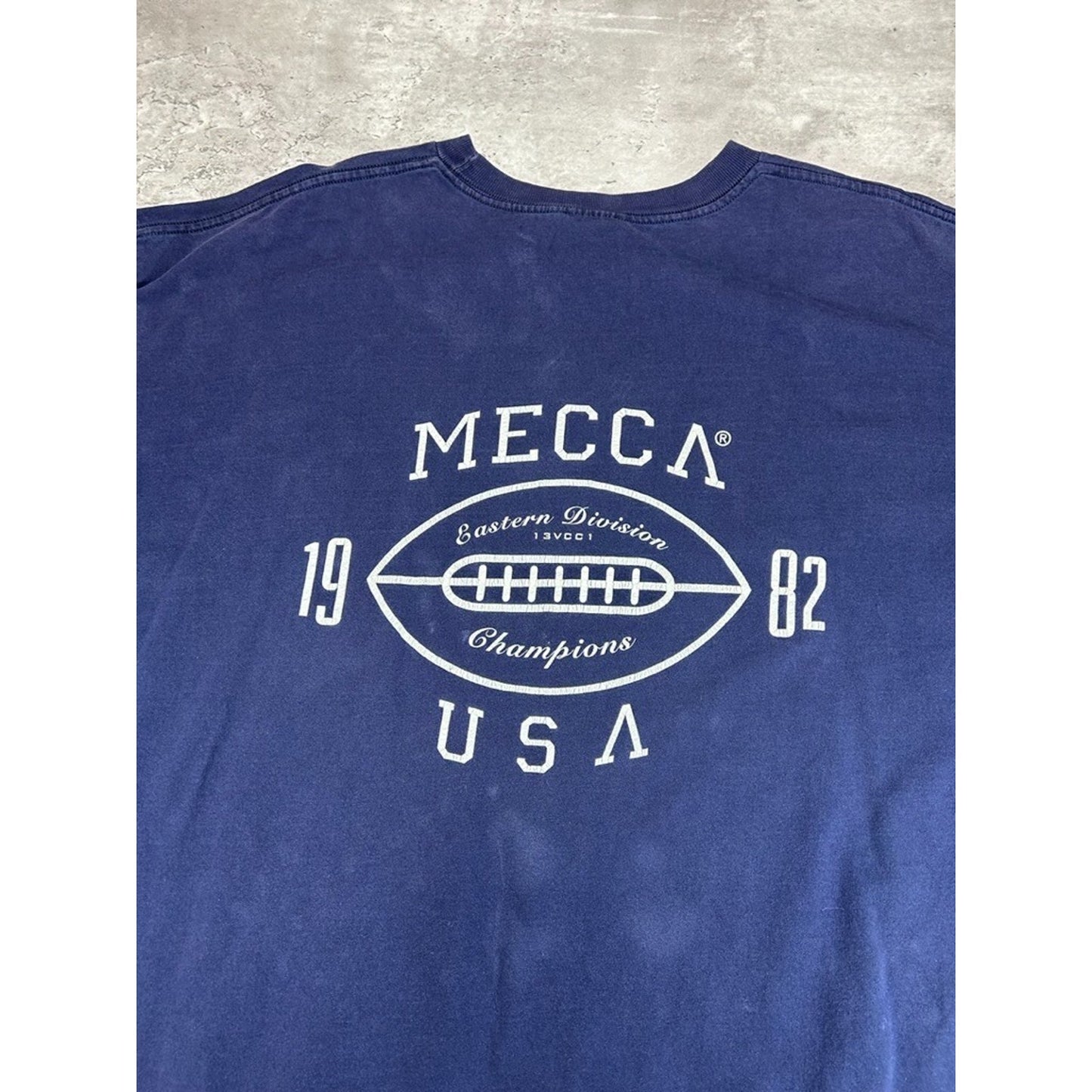 Vintage Y2K Mecca USA Graphic Spellout Long Sleeve T-Shirt Size XXL Blue