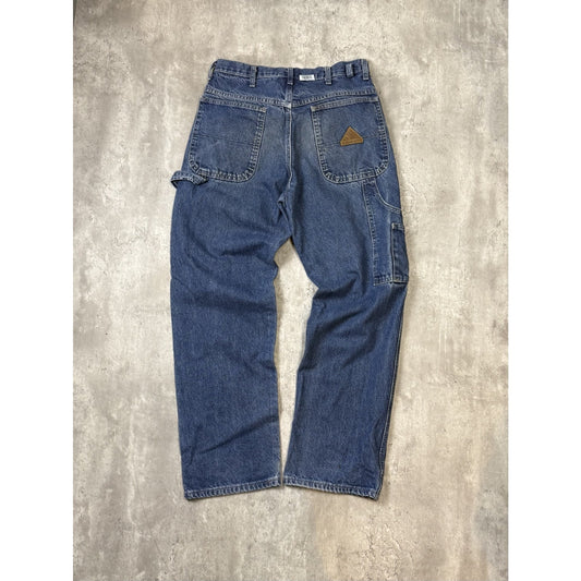 Vintage Bulwark Dark Wash Denim Workwear Carpenter Pants Size 32 Blue