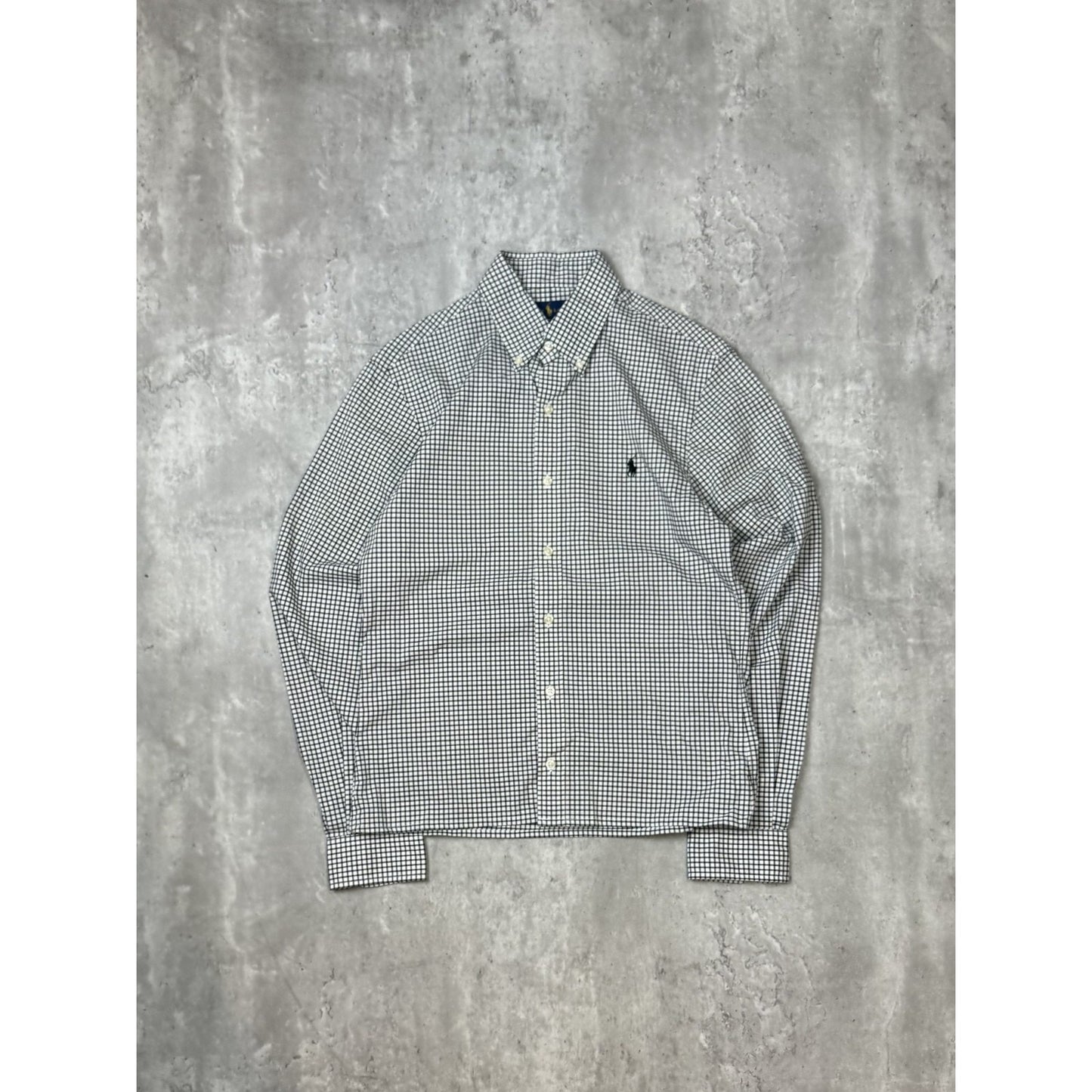 Polo Ralph Lauren Checkered Print Reworked Cropped Button Up Shirt Size Small