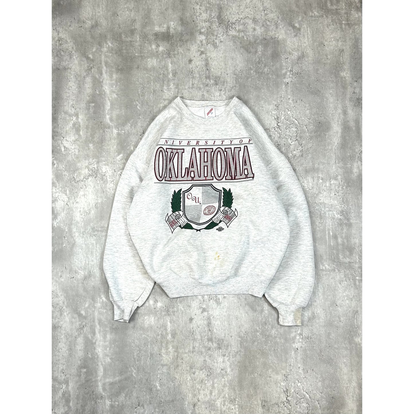 Vintage 90s Oklahoma Sooners NCAA Collegiate Crest Sweatshirt Size XL Gray