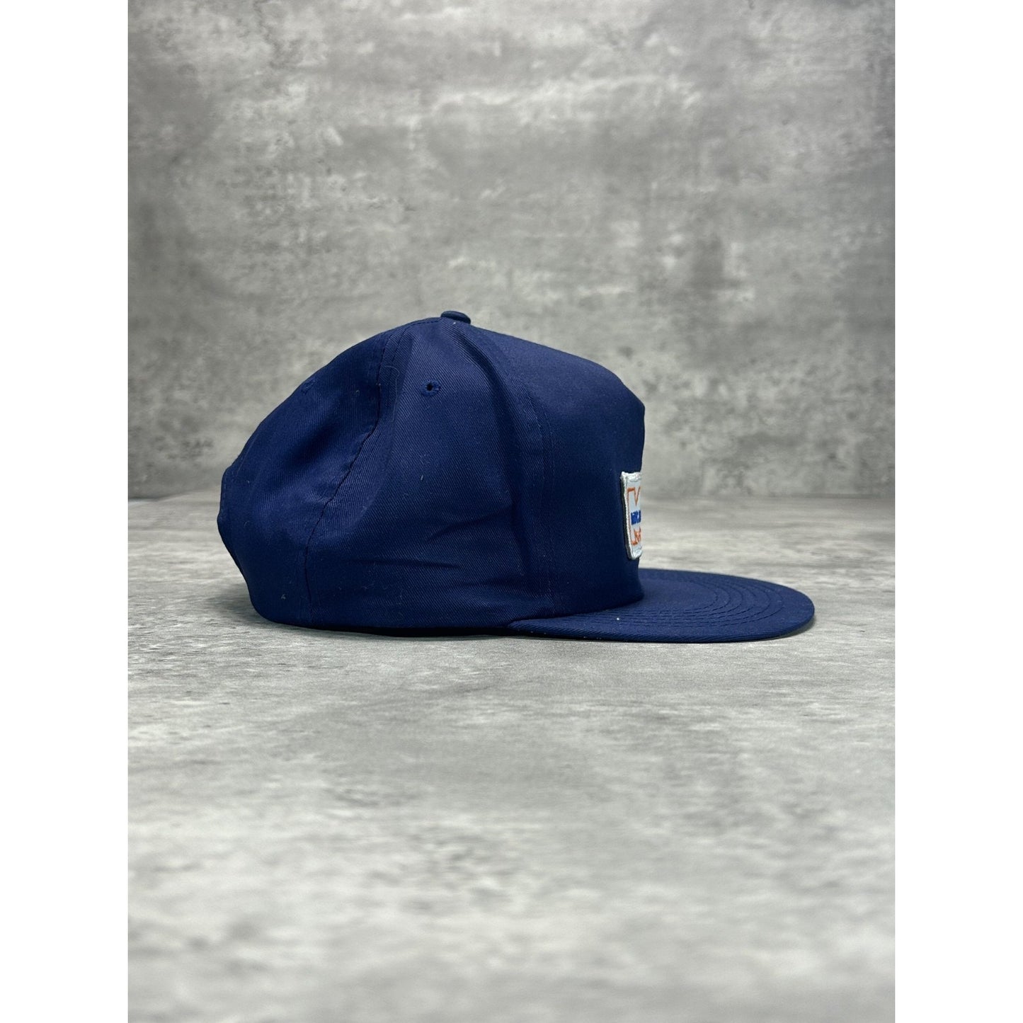 Vintage 80s Mec-Fab Embroidered Spellout Logo Patch Snapback Hat OSFA