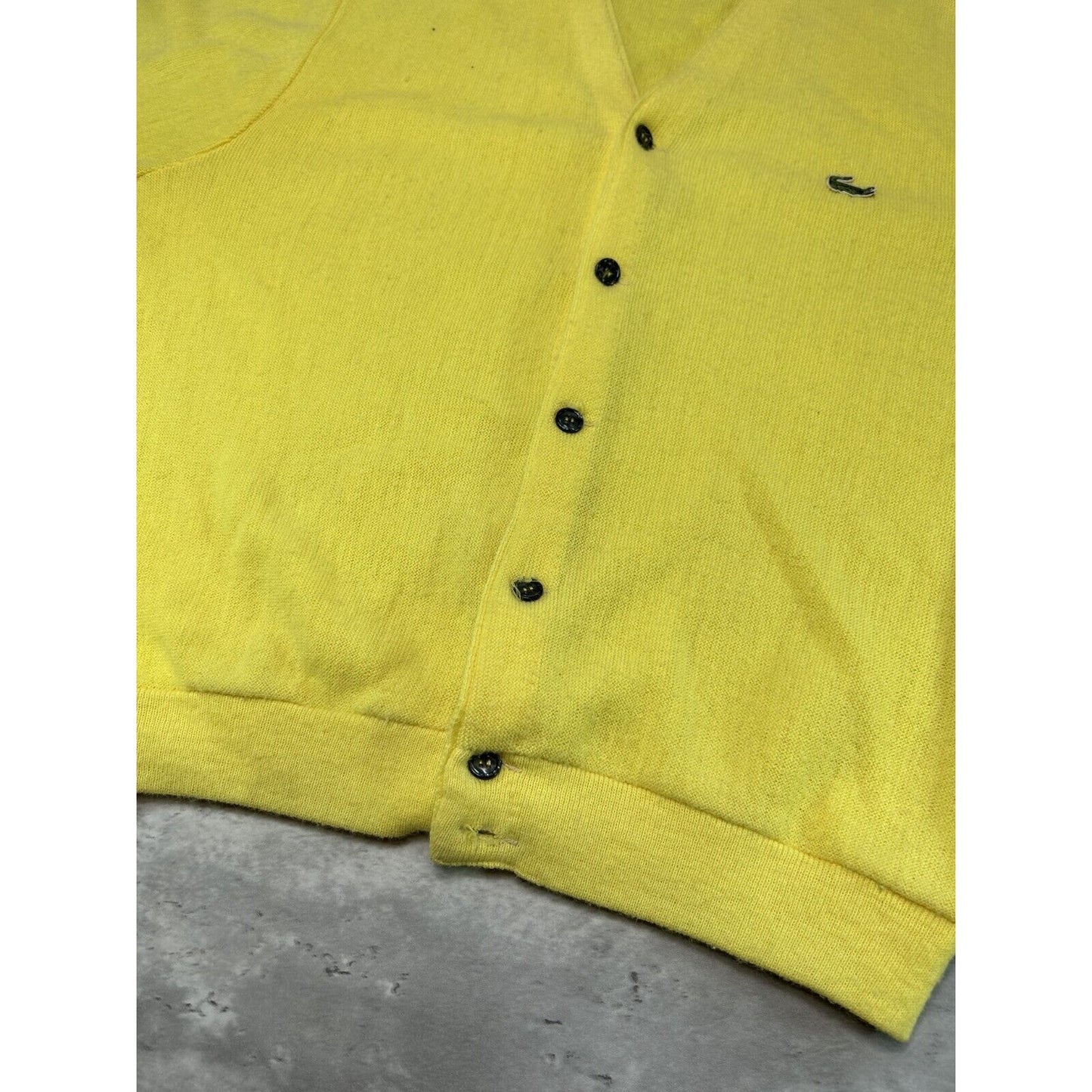 Vintage 1980 Izod Lacoste Embroidered Logo Cardigan Knit Sweater Size Large