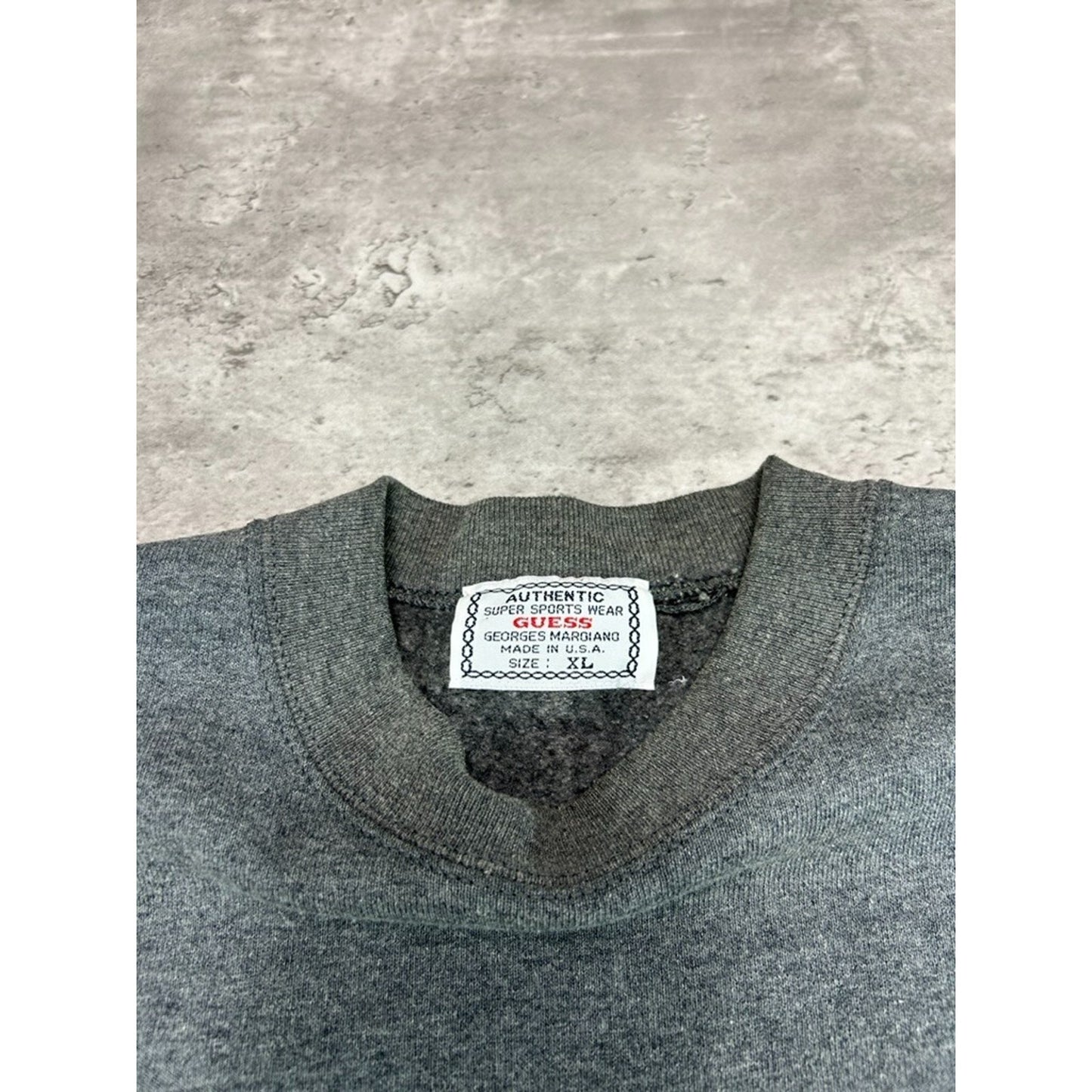 Vintage 80s/90s Guess Athletics Embroidered Crest Sweatshirt Size XL Gray