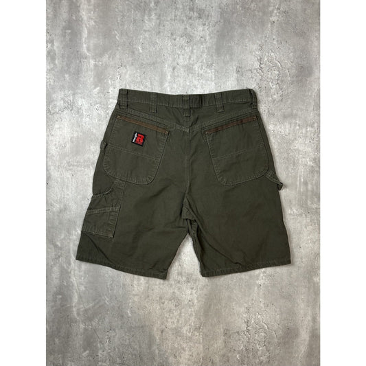 Vintage Wrangler Riggs Ripstop Canvas Workwear Cargo Shorts Size 34 Green