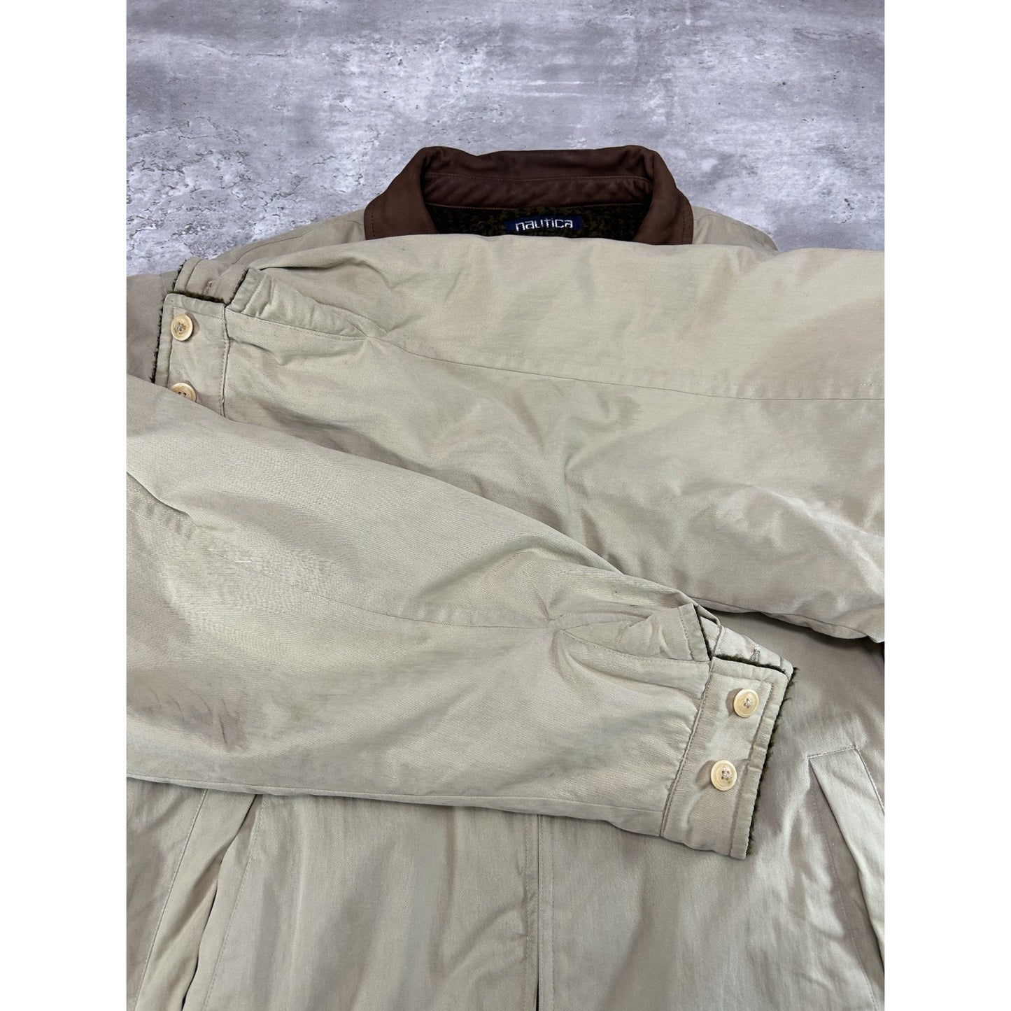 Vintage Nautica Full Zip Harrington Bomber Jacket Size 2XL Beige