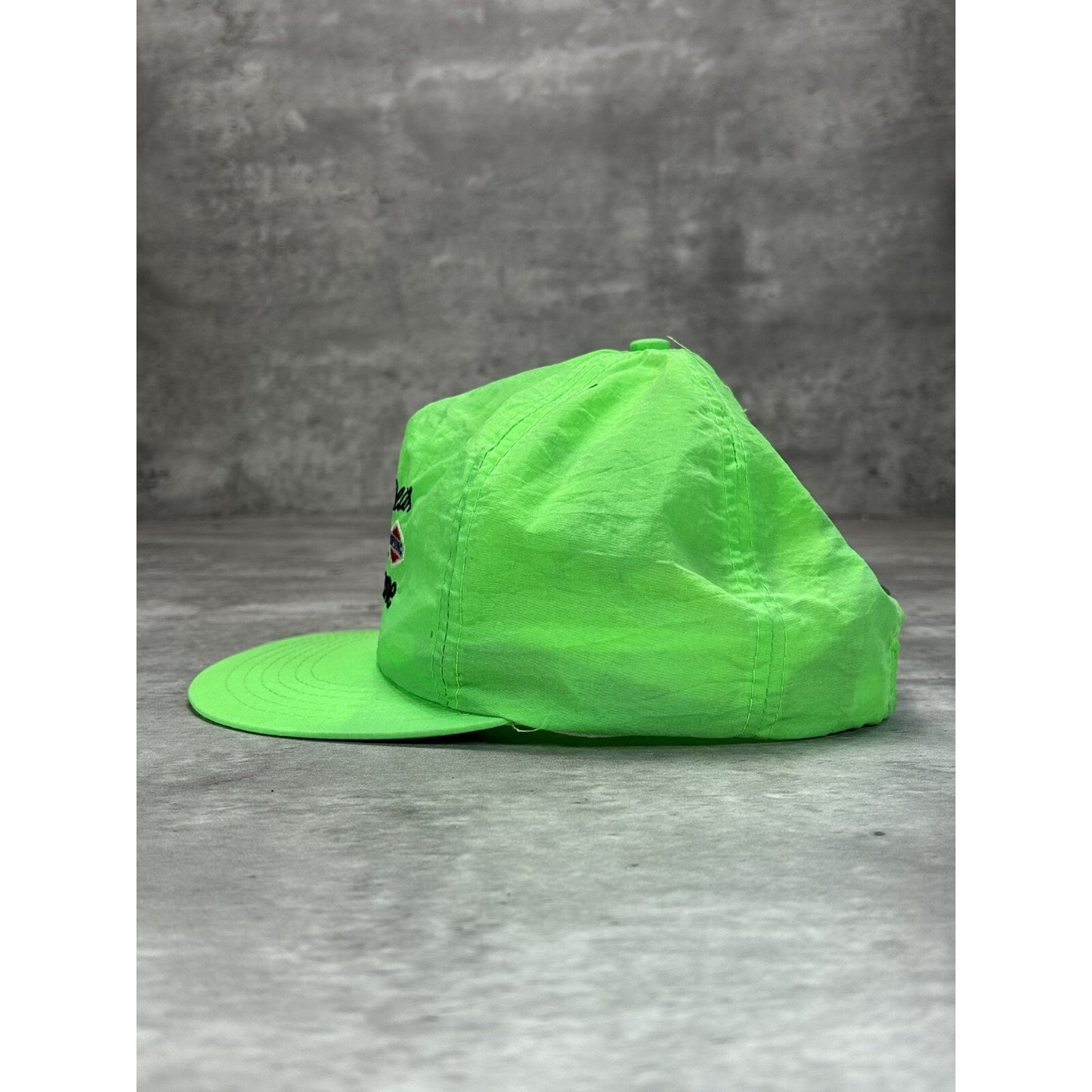 Vintage 1980s Microlene Lean & Mean Embroidered Spellout Snapback Hat OSFA