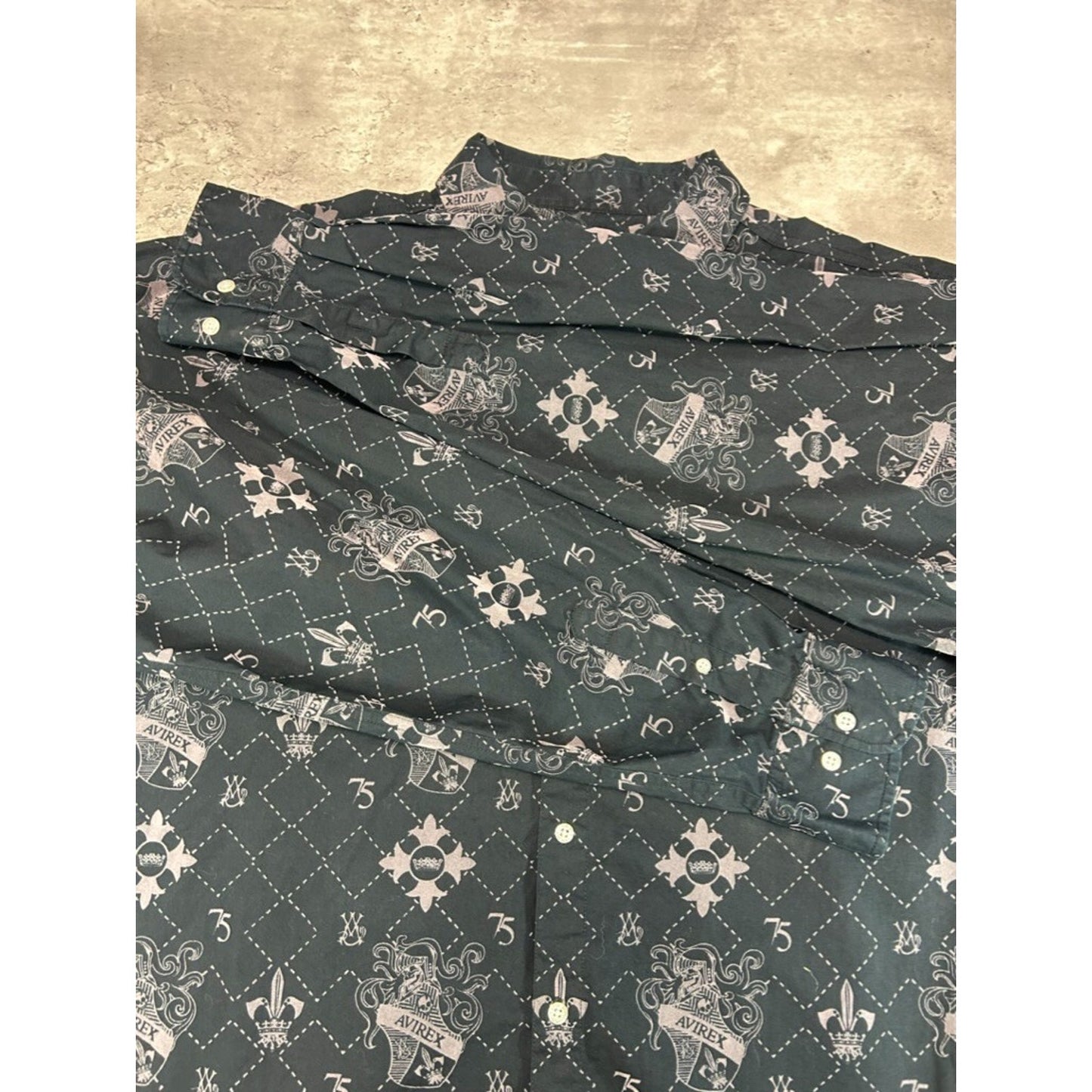 Vintage Y2K Avirex All Over Print Checkered Long Sleeve Button Up Shirt Size XXL