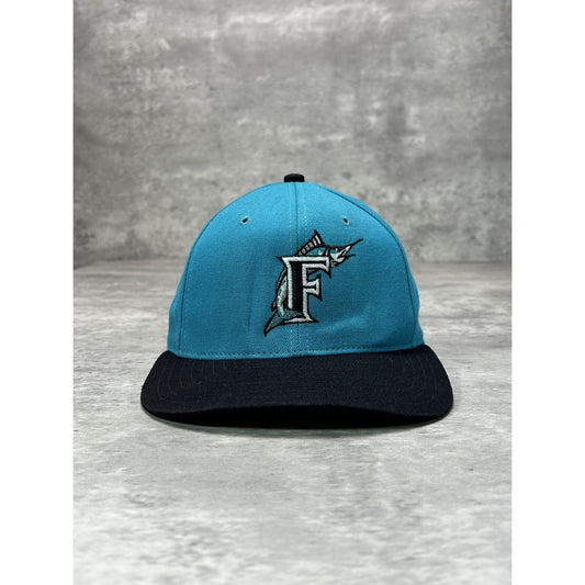 Vintage 90s Florida Marlins MLB Embroidered Logo Baseball Snapback Hat OSFA