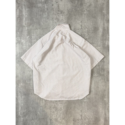 Vintage Womens Lands End Striped Short Sleeve Button Up Shirt Size Large