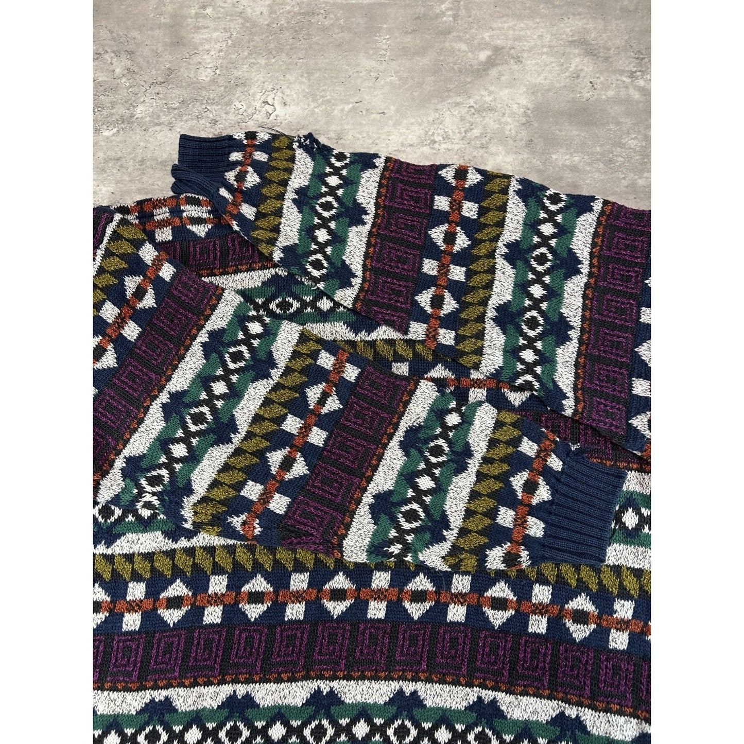 Vintage 80s/90s Etchings Abstract Striped Pullover Knit Sweater Size Large
