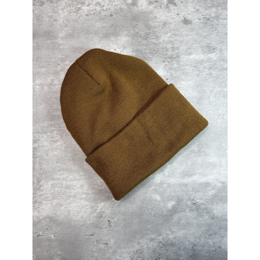Vintage Carhartt Workwear Embroidered Patch Beanie Hat OSFA Brown