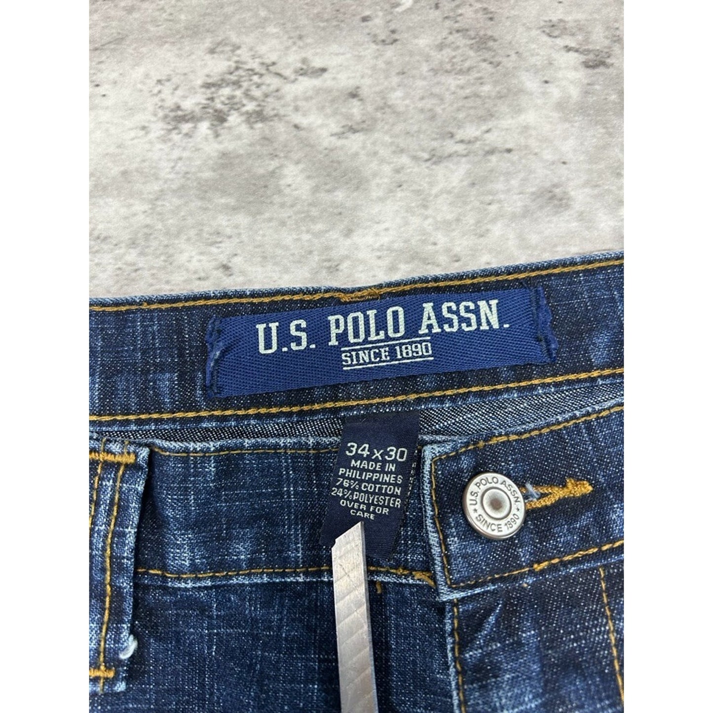 Vintage Y2K US Polo Assn. Embroidered Spellout Dark Wash Denim Pants Size 33