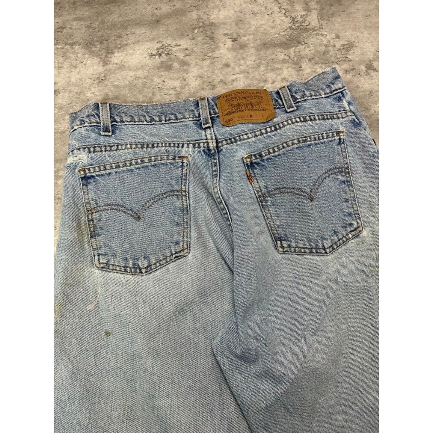 Vintage 90s Levis 550 Orange Tab Relaxed Fit Light Wash Denim Pants Size 33