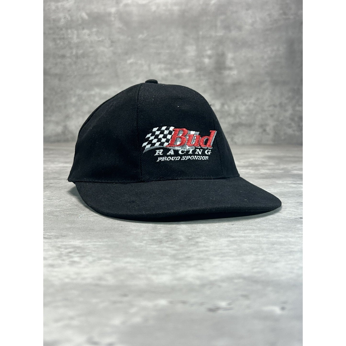 Vintage 90s Budweiser Racing Embroidered Spellout Nascar Strapback Hat OSFA
