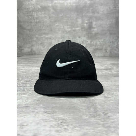 Vintage Nike Embroidered Swoosh Strapback Hat OSFA Black