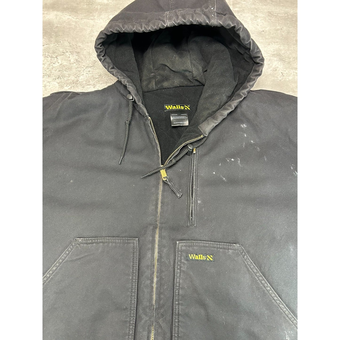 Vintage Walls Canvas Insulated Workwear Hooded Bomber Jacket Size XXXL Black