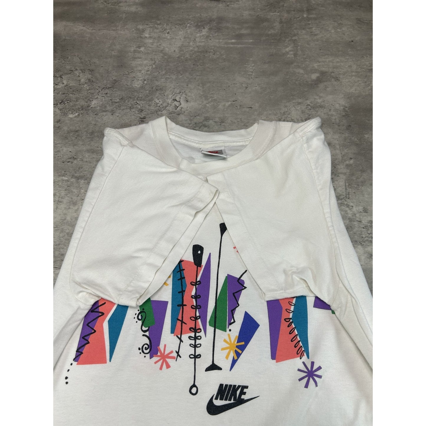 Vintage 80s/90s Nike Abstract Graphic Logo T-Shirt Size Medium White