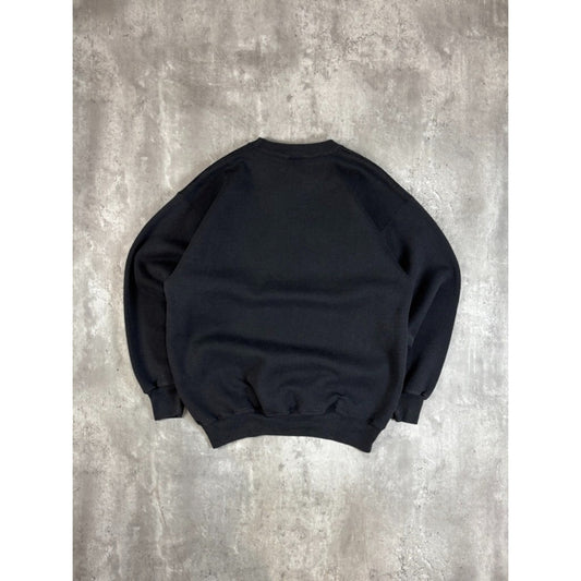 Vintage 90s Hanes Blank Pullover Crewneck Sweatshirt Size Large Black