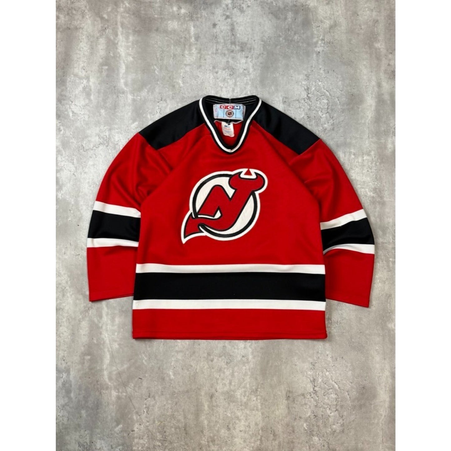 Vintage 90s New Jersey Devils NHL CCM Maska Hockey Jersey Size Small Red