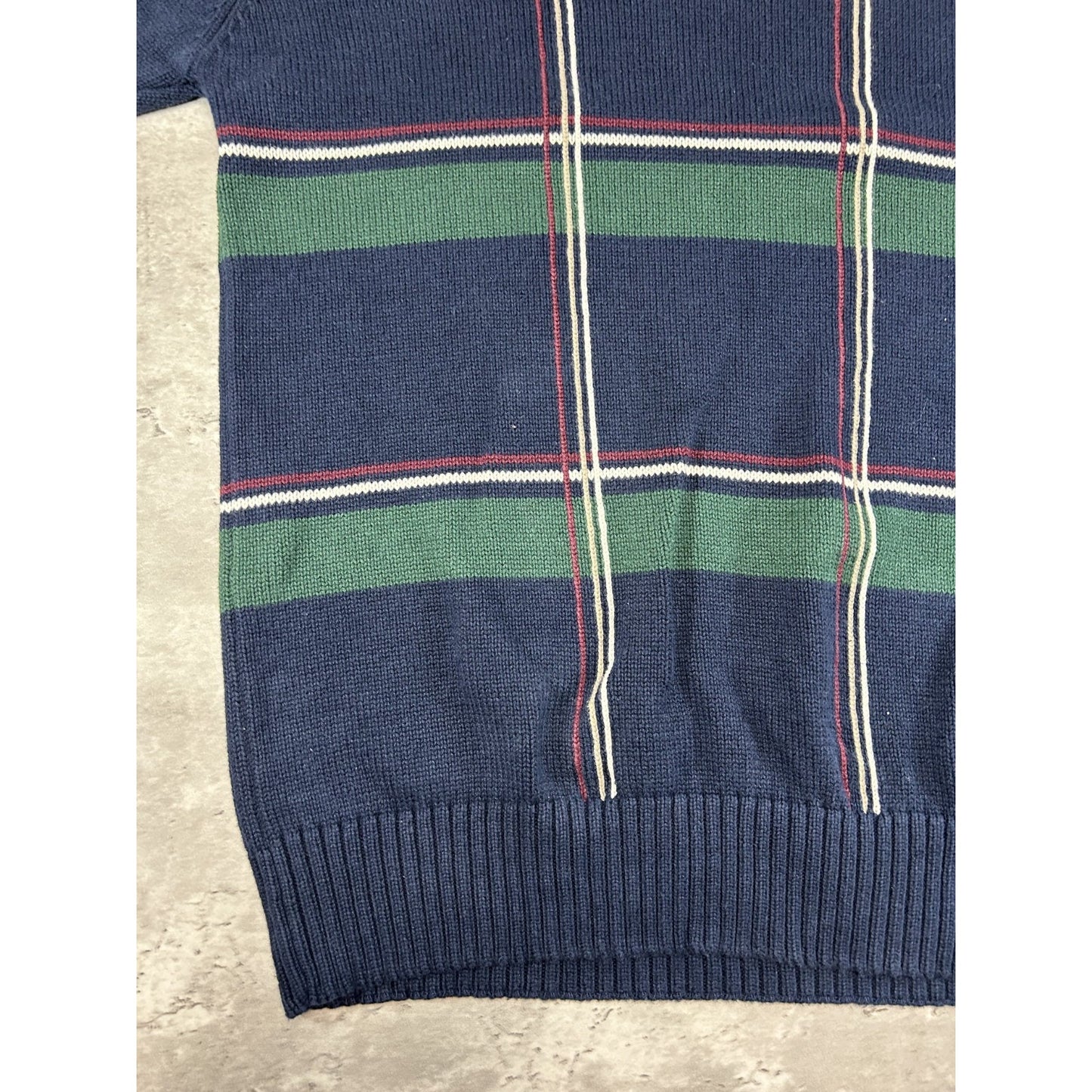 Vintage 90s Dockers Plaid Print Pullover Ribbed Knit Sweater Size XL