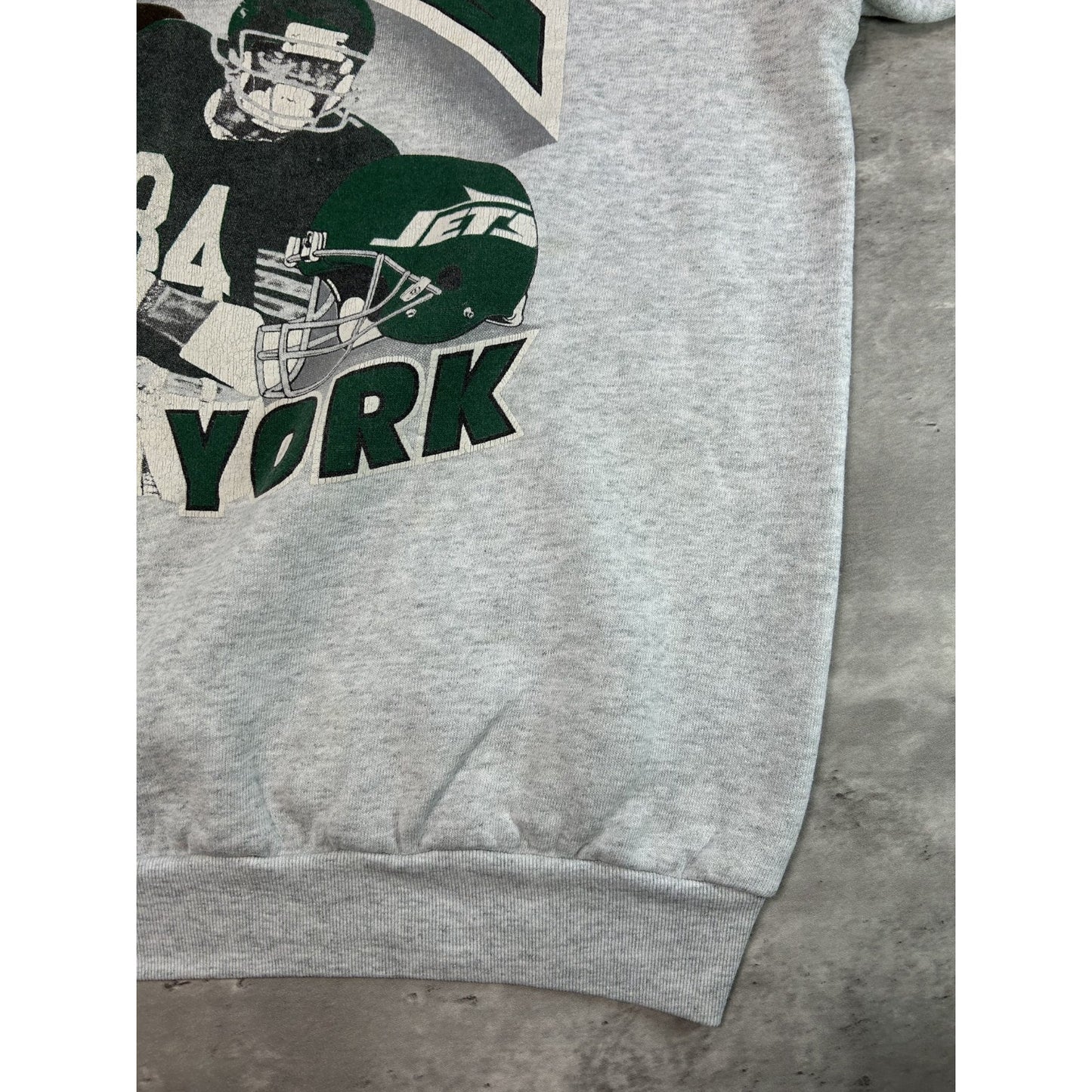 Vintage 90s New York Jets NFL Player Spellout Football Graphic Sweatshirt Sz XL