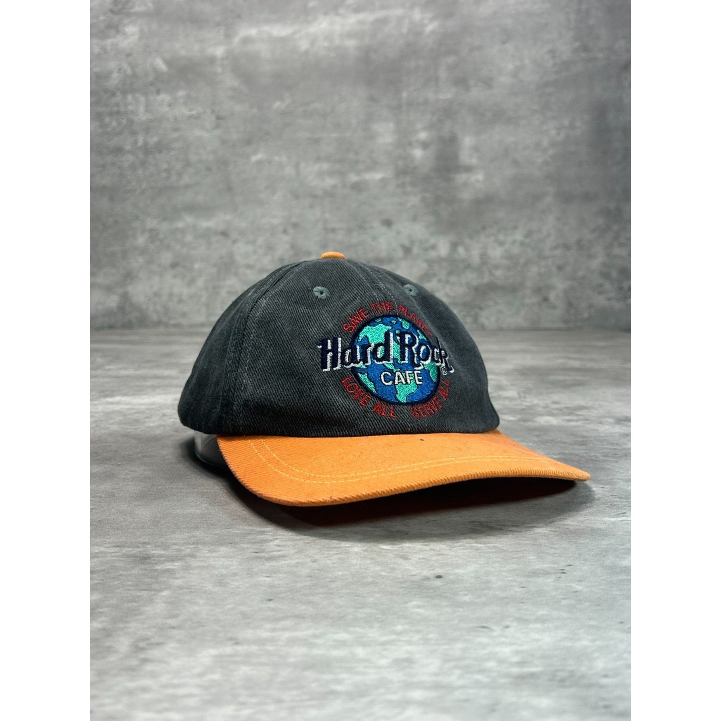 Vintage 90s Hard Rock Cafe Save The Planet Embroidered Snapback Hat OSFA