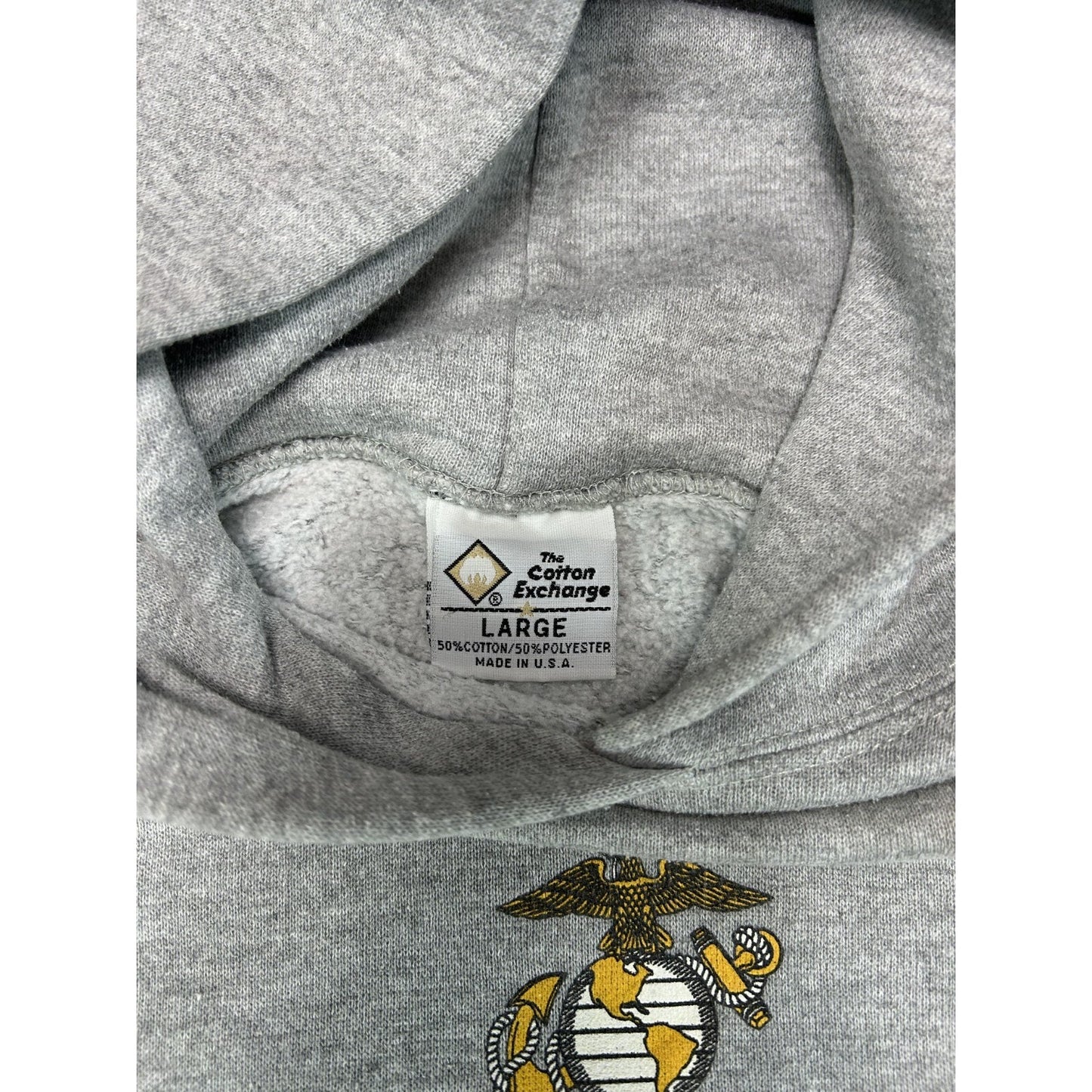 Vintage 90s US Marines Semper Fidelis Graphic Hooded Sweatshirt Size Large