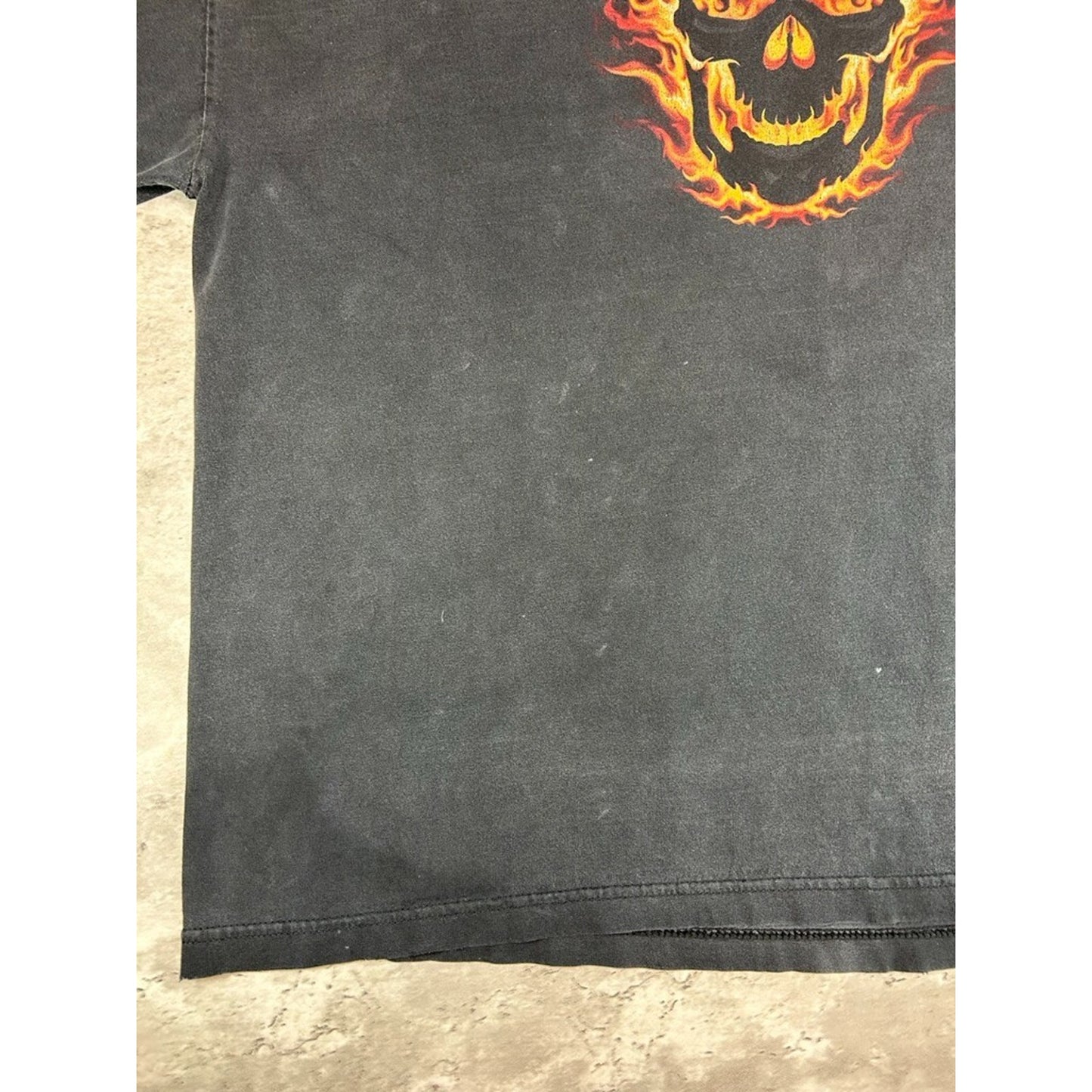 Vintage Y2K Flame Skull Sleeve Graphic Long Sleeve T-Shirt Size XXXL Black